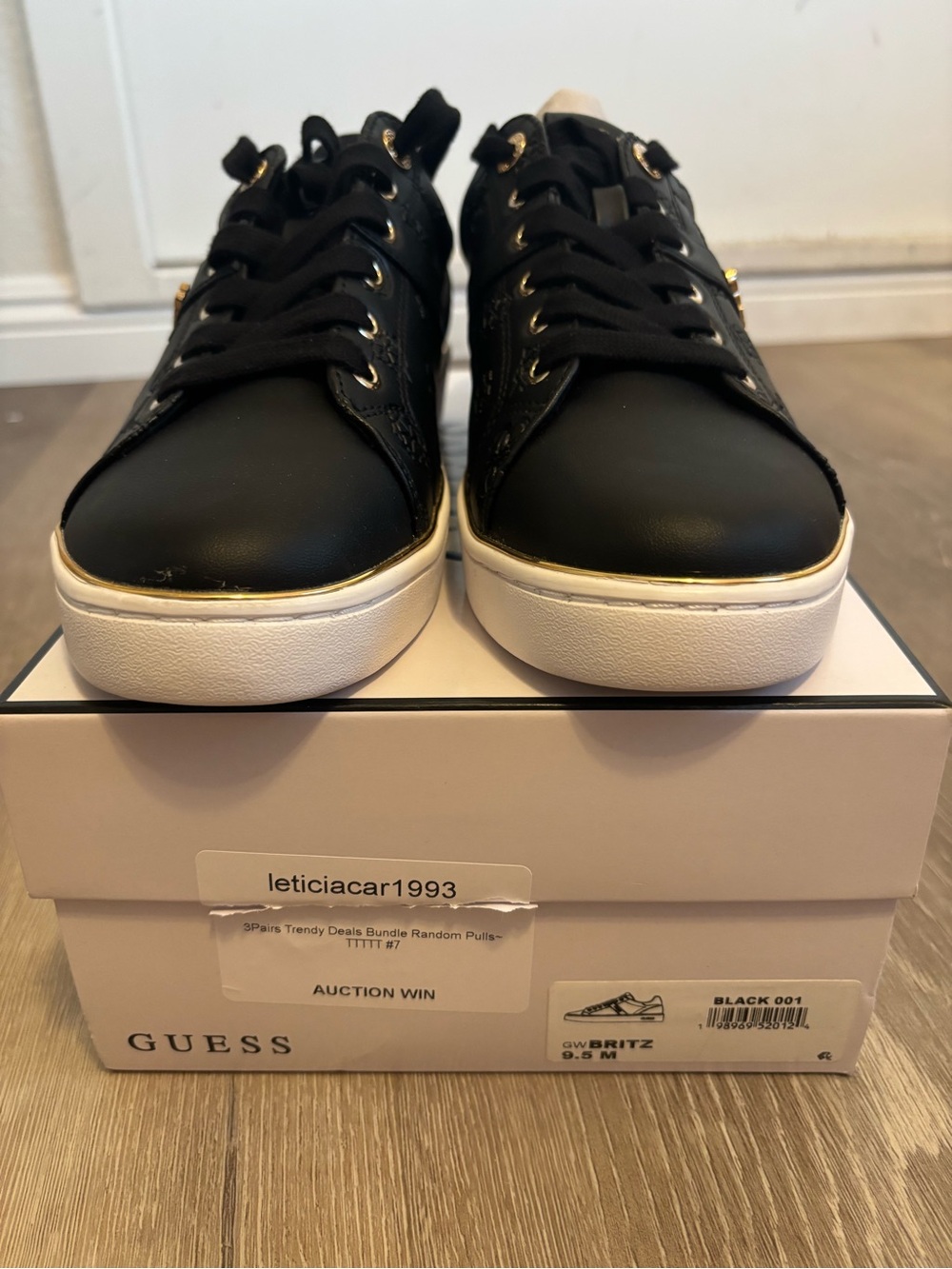 GUESS Black Sneakers with Gold Trim and Logo - Picture 8 of 10